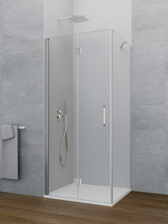 Mampara angular plegable + lateral fijo  GLASS